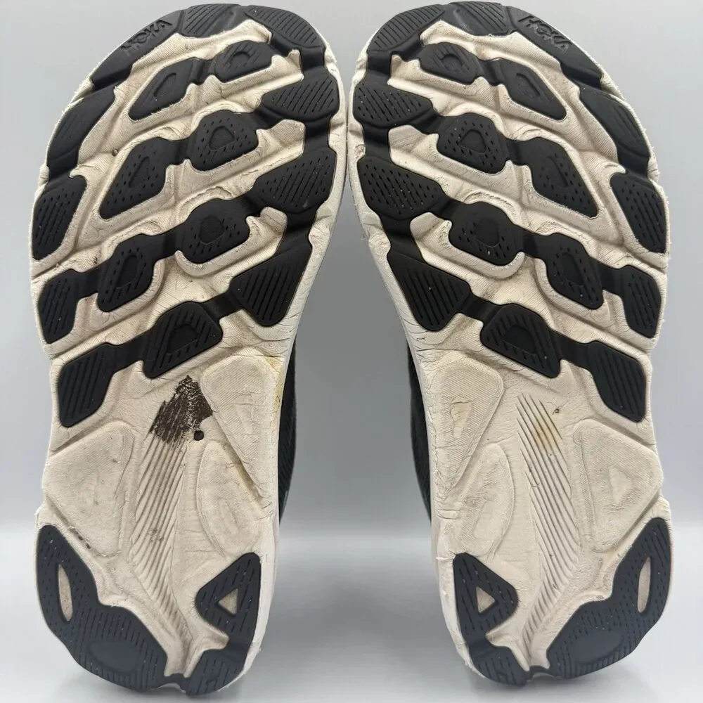 Hoka One One Clifton 9 Mens Size 9.5D Black White Walking Running Shoes Sneakers - Picture 7 of 8